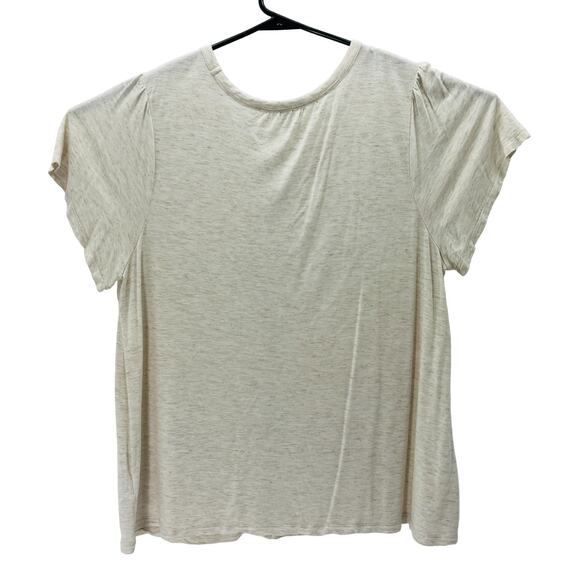 Old Navy Rayon Oatmeal Color Short Sleeve Glitter Pull-On Shirt Women XL - Picture 2 of 8